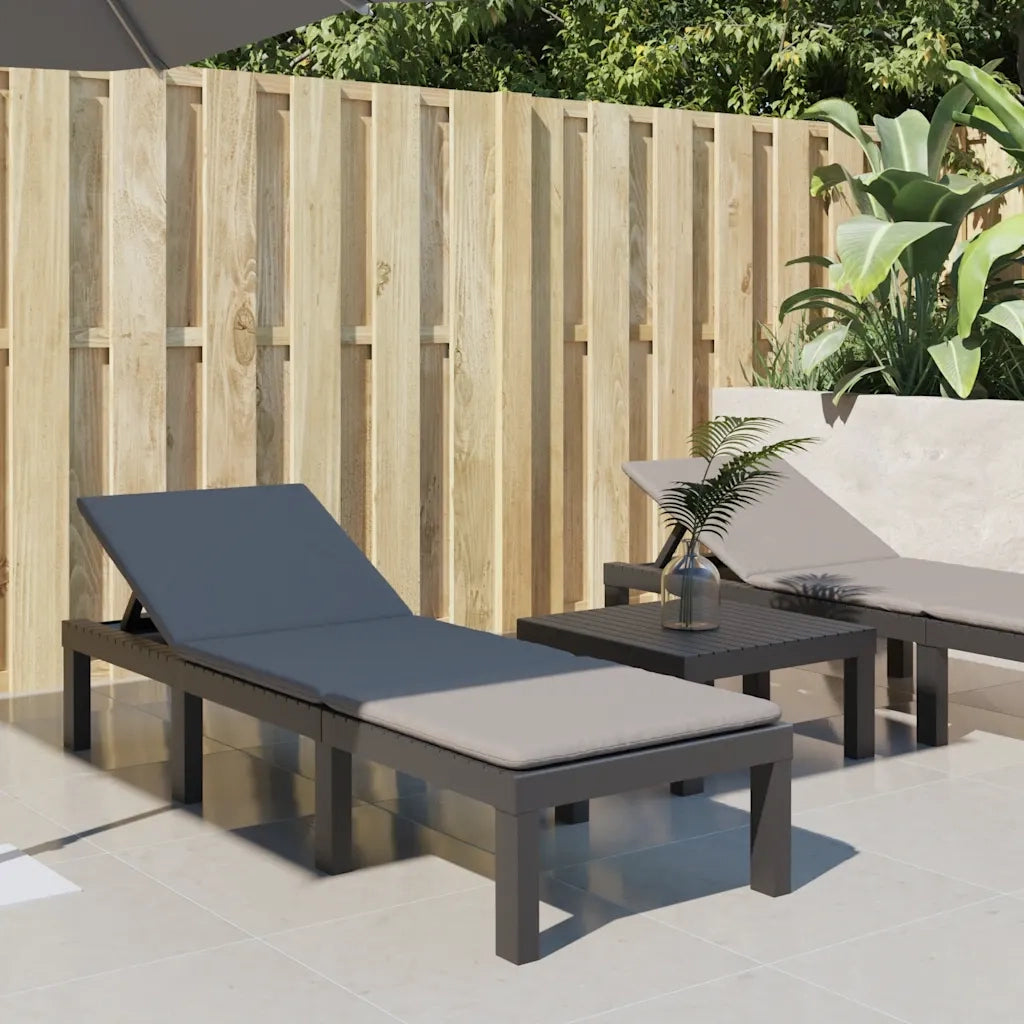 Lettino Prendisole con Cuscini Antracite in PPcod mxl 108412