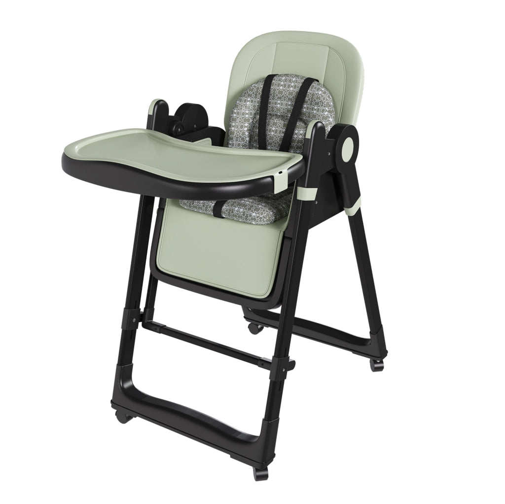 Seggiolone per bambini 2 in 1 con funzione dondolo; cintura di sicurezza a 5 punti; verde scuro