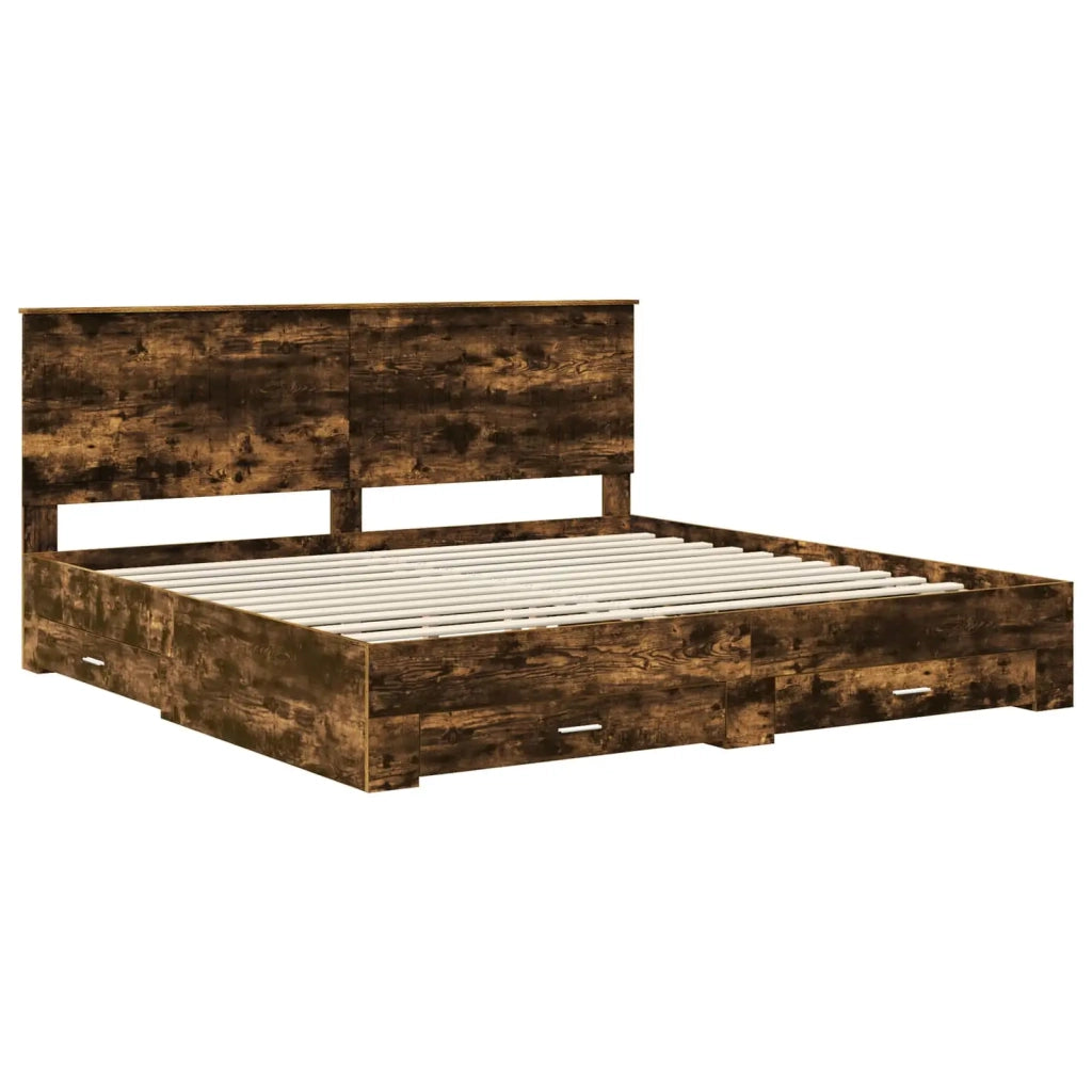 Struttura del letto Rovere fumé 200 x 200 cm Legno multistrato 3411268