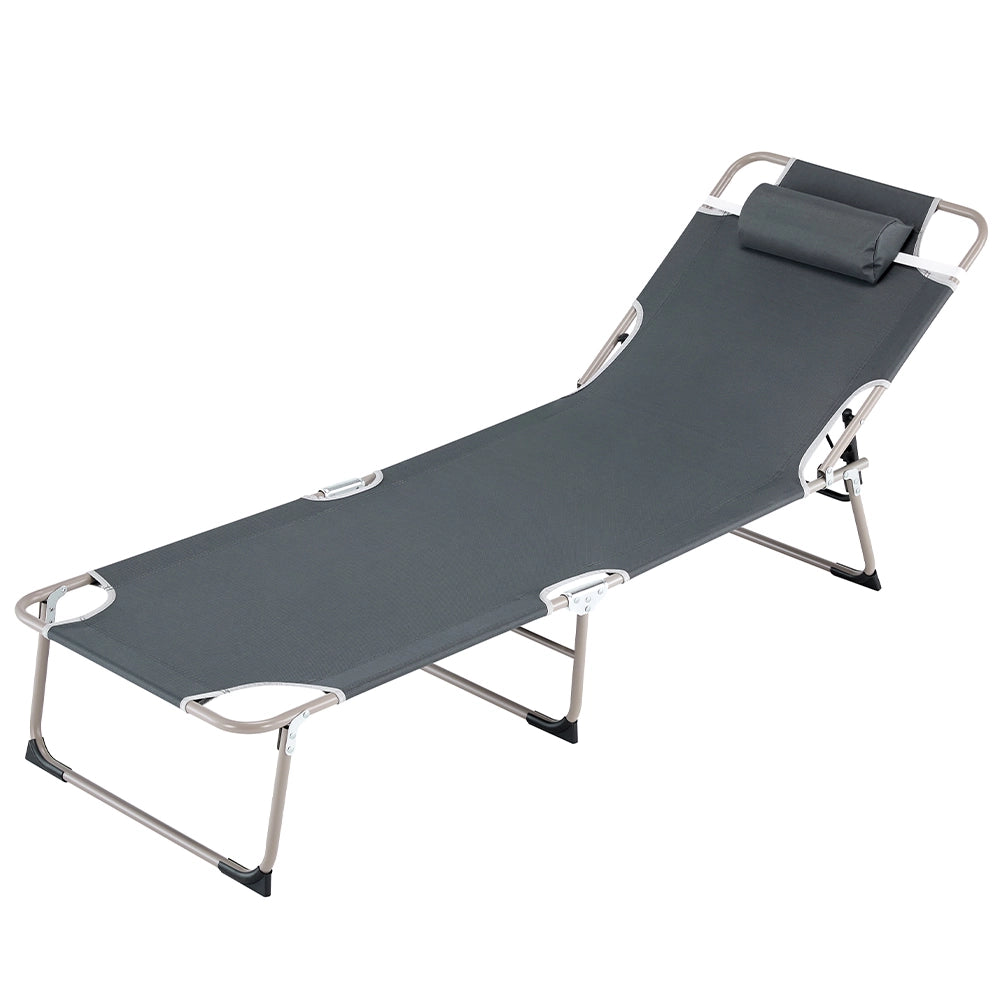 Lettino Pieghevole da Spiaggia Sdraio Prendisole da Mare Piscina Giardino Grigio