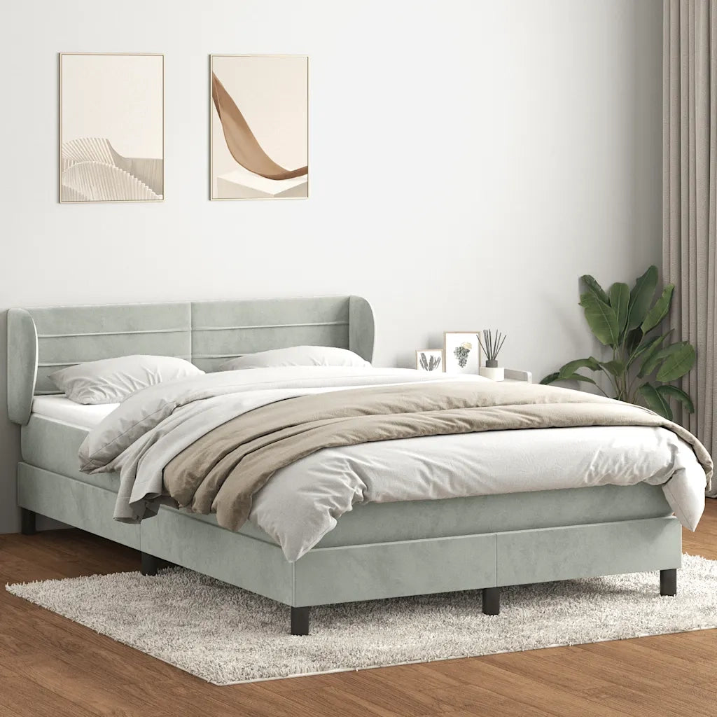 Giroletto a Molle con Materasso Grigio Chiaro 160x210cm Velluto 3317613