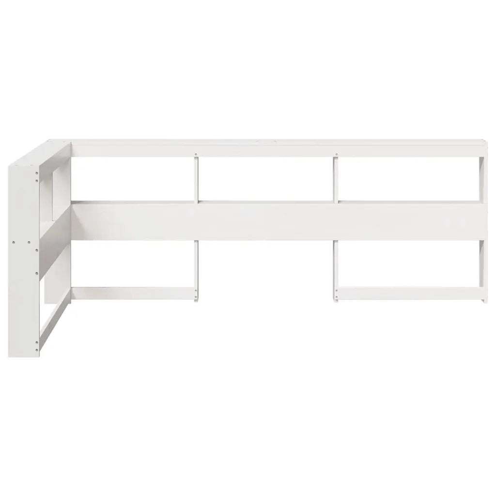 Testiera Libreria a L Bianca 80 cm in Legno Massello di Pino