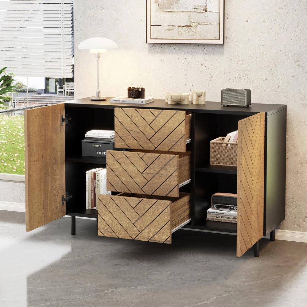 Credenza con 3 Cassetti e 2 Ante per Soggiorno ¨C MINIMAL ¨C 120x40x76 cm