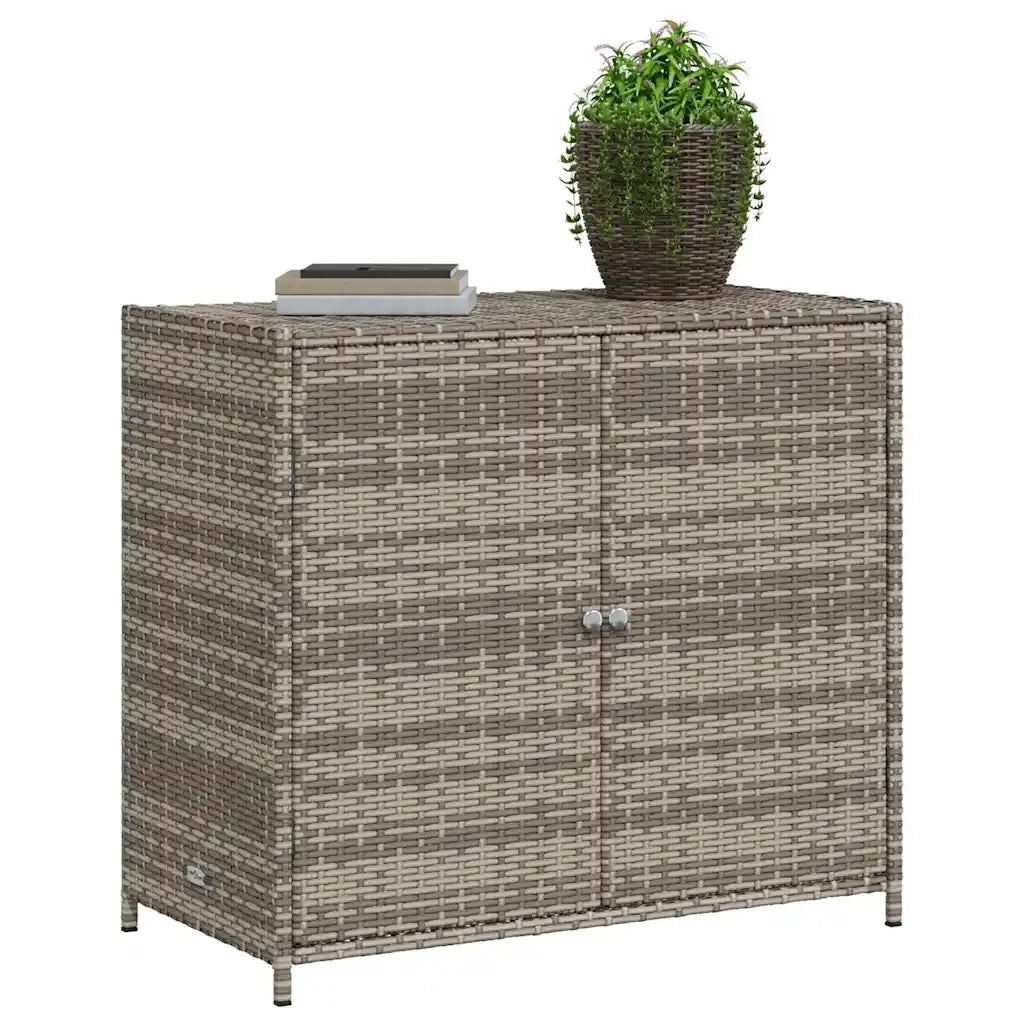 Armadietto Portaoggetti Giardino Grigio 83x45x76 cm Polyrattan 365545