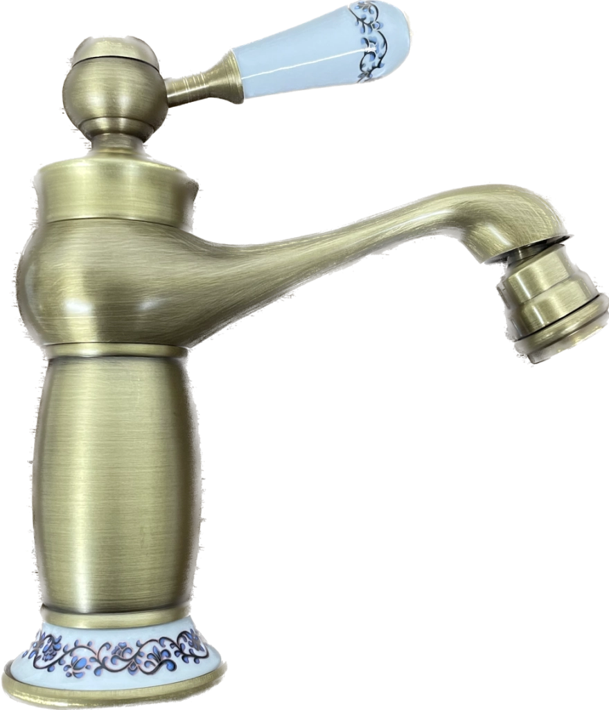 Rubinetto miscelatore per bidet bagno vintage bronzato con dettagli in ceramica