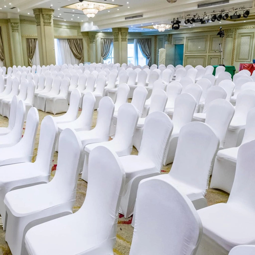 Set di 50 coprisedia universali, colore bianco, per feste, matrimoni e celebrazioni