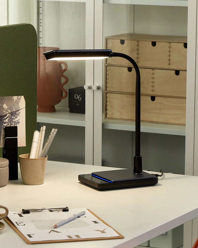 Lampada da ufficio LED nero materiale sintetico braccio e regolabile regolatore 38 cm cameretta ufficio soggiorno