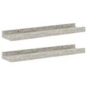 2 pz Mensole da Parete | Scaffali a Parete | Ripiano a parete Grigio Cemento 40x9x3 cm