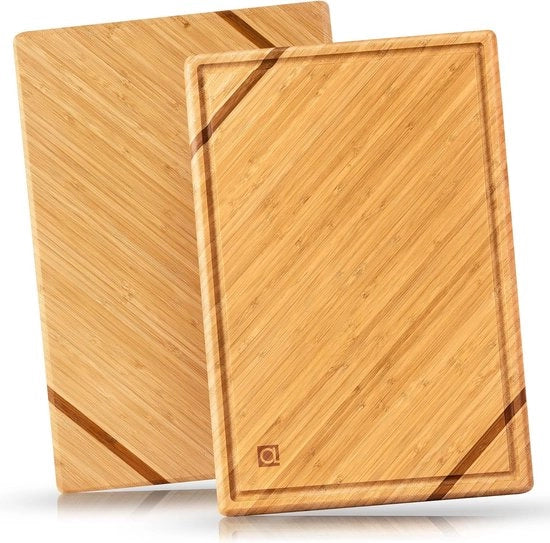 Pannello di taglio in legno - grande pannello in bambù per cucina - 45 x 30 cm - pannello di taglio in legno con solco di resina - il pannello di taglio in legno perfetto per affettare e servire