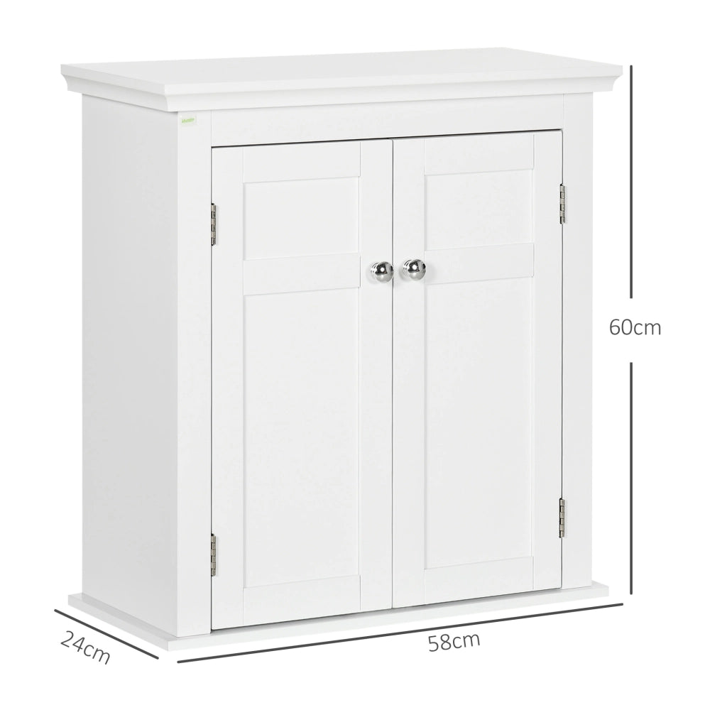 Mobile da Bagno Sospeso ¨C Xylo ¨C Bianco con Ante e Ripiani Regolabili 58x24x60 cm