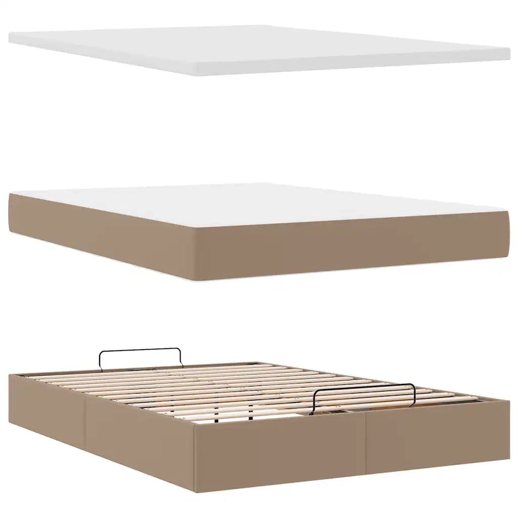 vidaXL Struttura Letto Pouf con Materasso 140x190 cm Similpelle