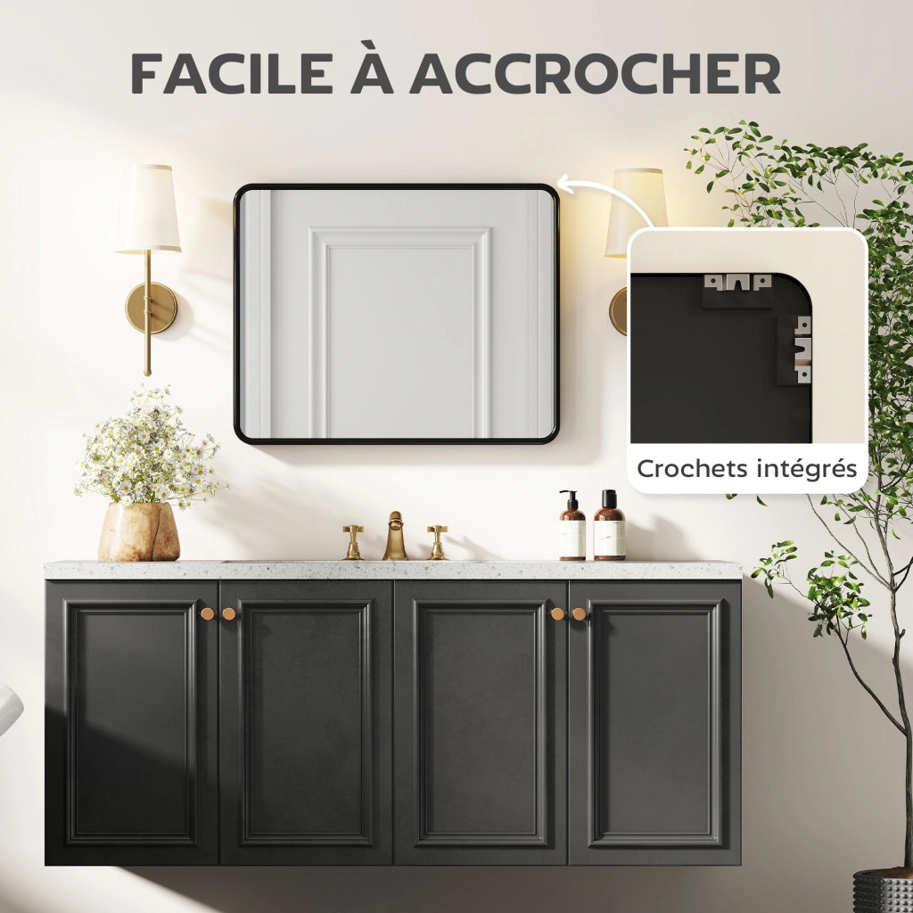 Specchio da parete rettangolare con cornice in metallo ¨C zephmum ¨C nero 50x40 cm
