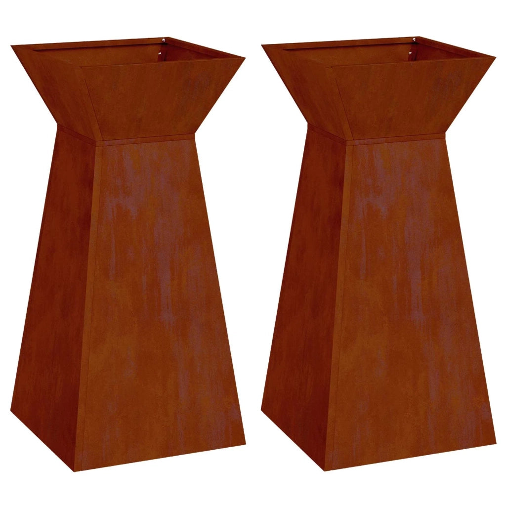 2 pz Fioriere | Cassetta per fiori | Vaso a Pilastro Argento 35 x 35 x 73 cm