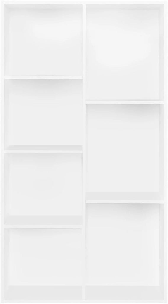 Libreria Bianca con 7 Scomparti a Giorno, Scaffale Moderno in Legno, Mobile Porta Libri Portaoggetti, Salvaspazio, per Ufficio, Studio, Salotto 59,5x29,5x108cm, SK004ws
