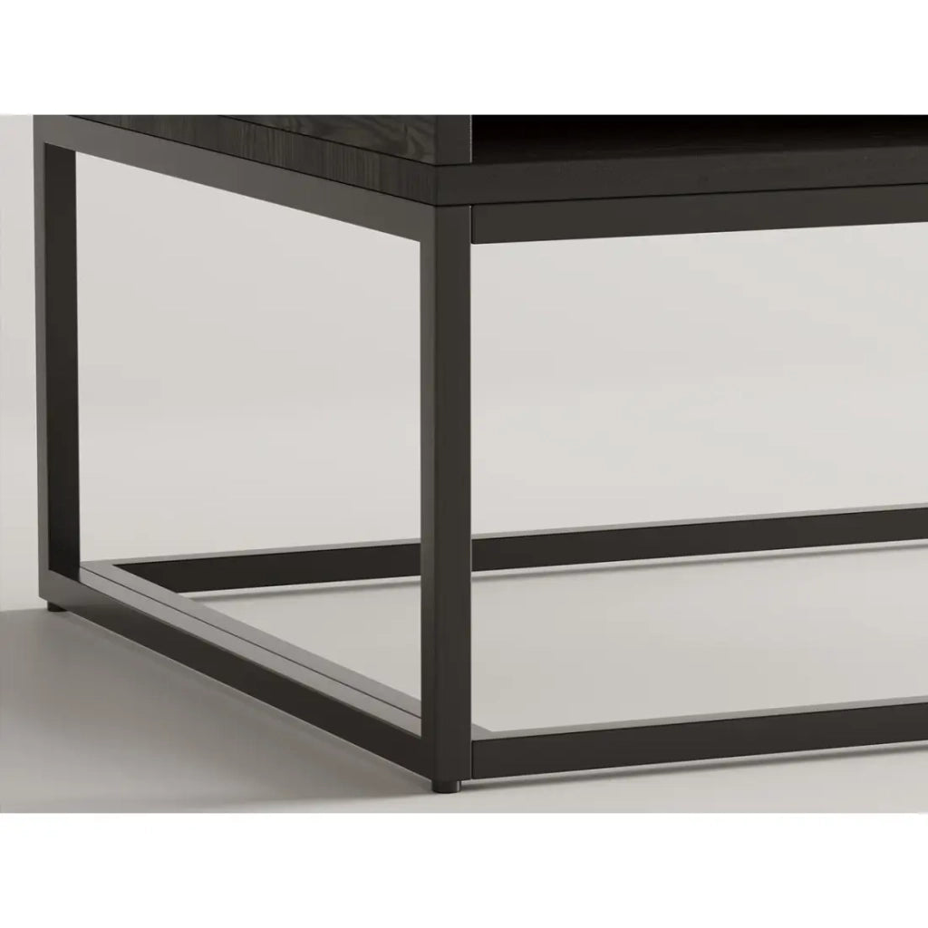 Tavolino basso MADEIRO – Rettangolare 110x60 cm – Nero opaco – Contemporaneo metallo e legno