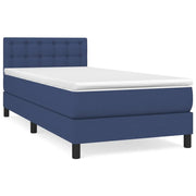Letto singolo | Letto per adulti | Giroletto a Molle con Materasso Blu 90x200 cm inTessuto