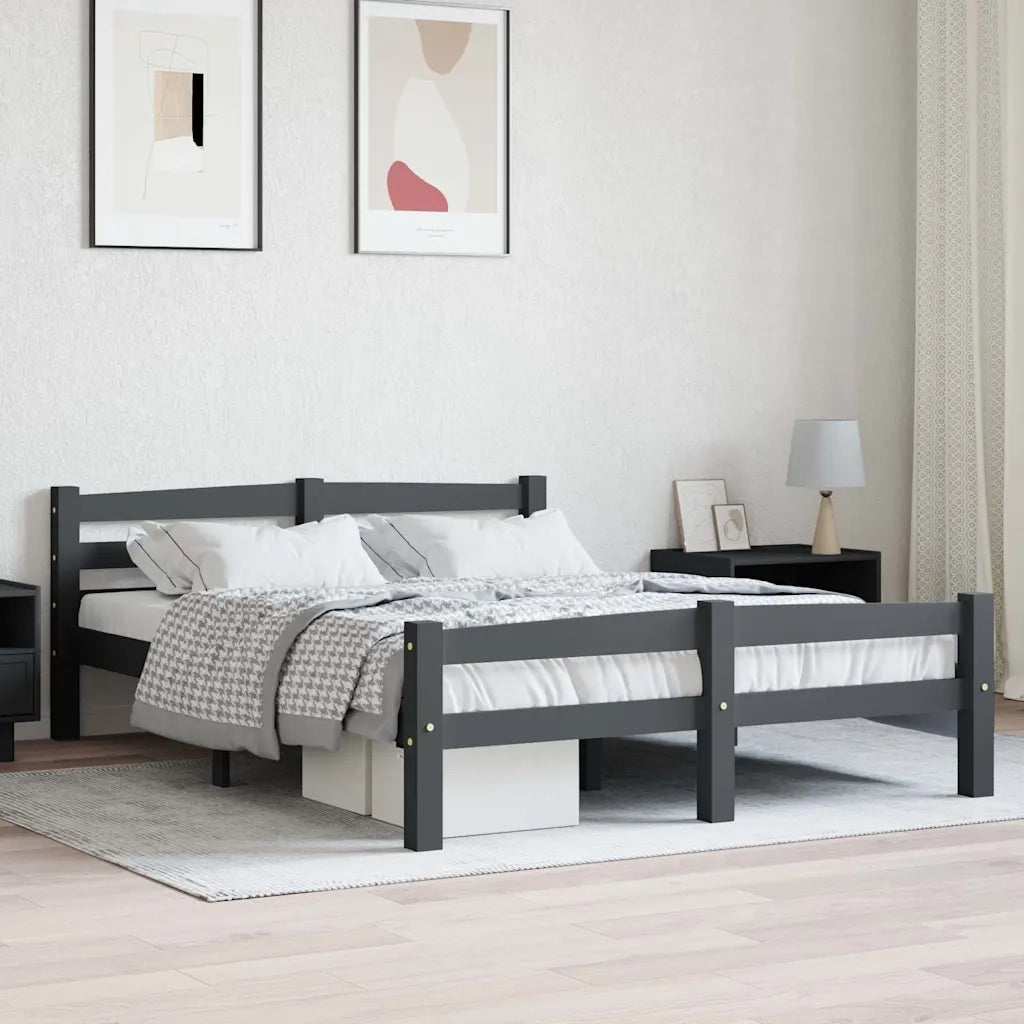 Giroletto senza Materasso Grigio Scuro 120x200 cm Legno Pino 322091