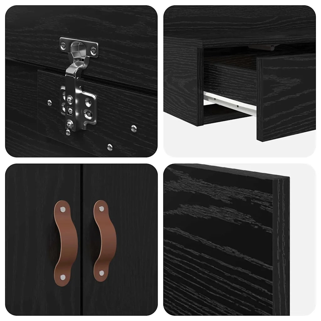 Struttura letto con contenitore con cassetto Rovere Nero 200 cm 3335622