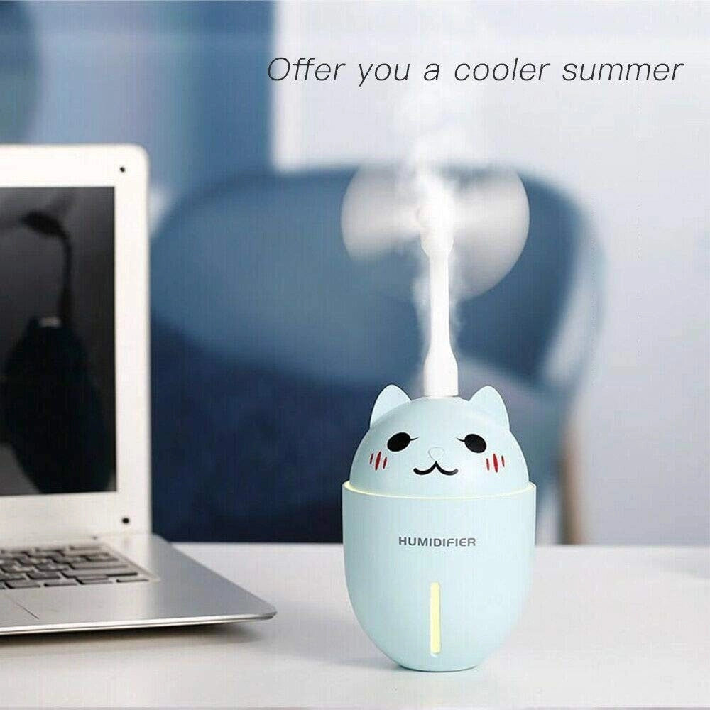 Trade Shop - Umidificatore Usb 3in1 Ultrasuoni Micetto Gatto 320ml Aromaterapia Diffusore -