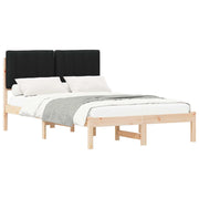 Letto matrimoniale | Letto per adulti | Letto con Testiera Rivestita Naturale e Nero 120 x 200 cm