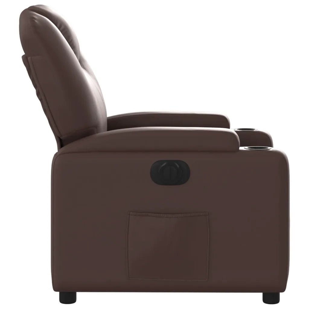 Divano Sedia-Poltrona Reclinabile Elettrica Marrone in Similpelle 298289