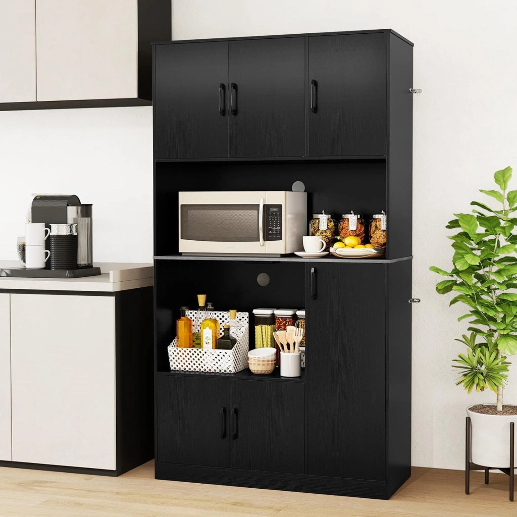 Armadio da cucina con stazione di ricarica, armadietto a buffet alto con scomparto per microonde, multiuso, 100 x 40 cm