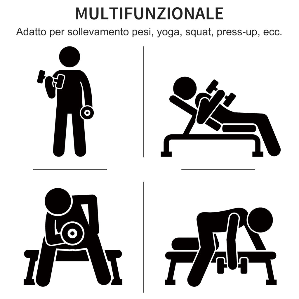 Set 4 Manubri Pesi Esagonali Totale 20KG in Acciaio e PU