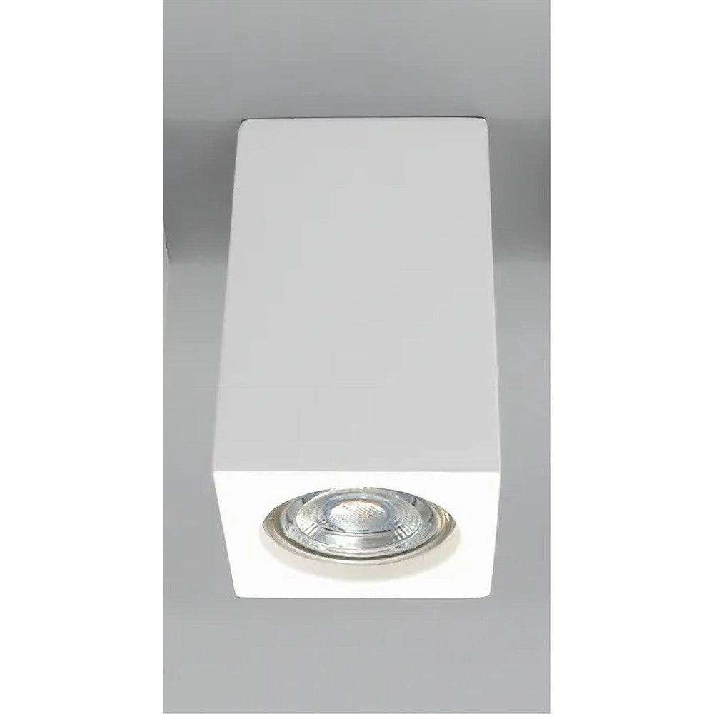 Trade Shop - Porta Faretto Lampada Da Soffitto Quadrato In Gesso Gu10 H110mm Ip20 Gs-c110-q -