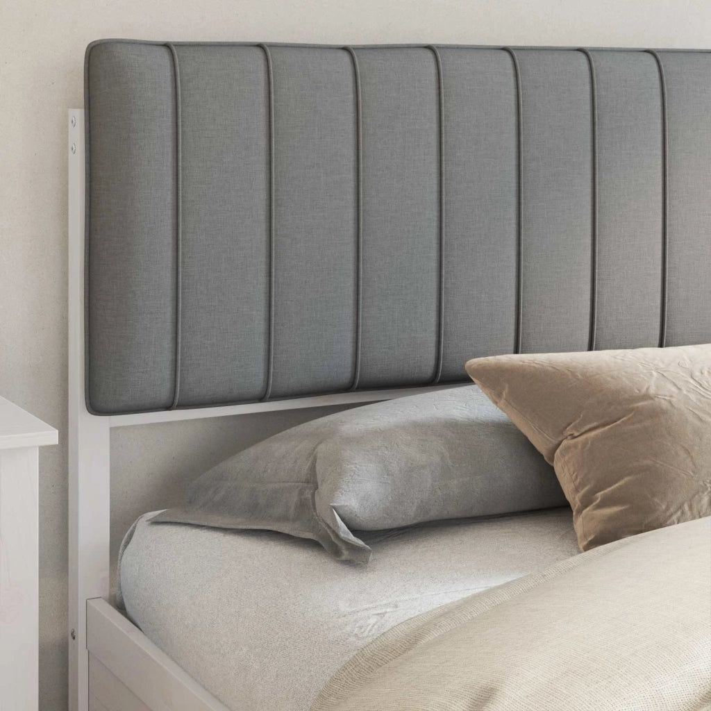 Letto con Testiera Rivestita Grigio chiaro 200 x 200 cm