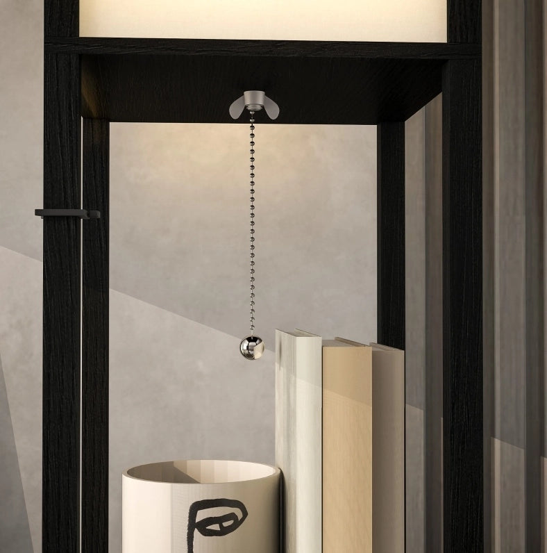Lampada da terra con 3 ripiani, portalampada E27, paralume in tessuto, USB-A e USB-C, bianco e nero