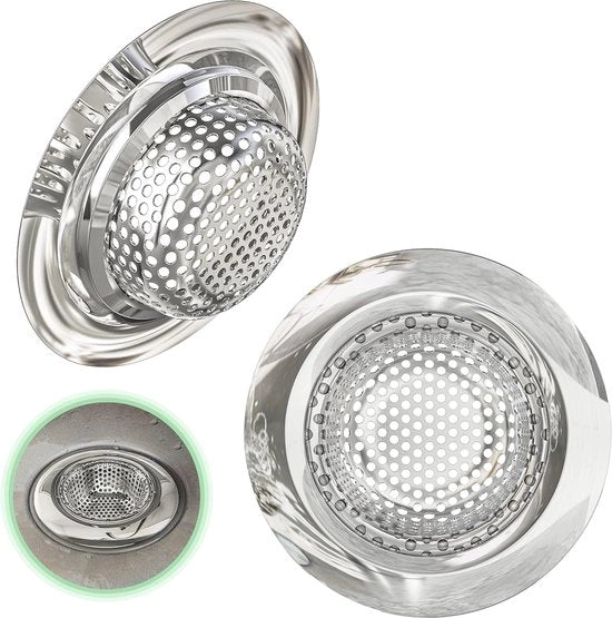 Set di scarico a 2 pezzi - Setola in acciaio inossidabile fine per scarico, doccia e lavabo