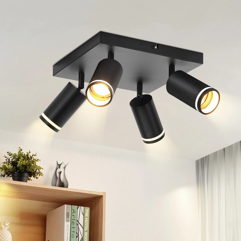 ZMH Faretto da soffitto neri 4 fiamme GU10 metallo per camera letto corridoio
