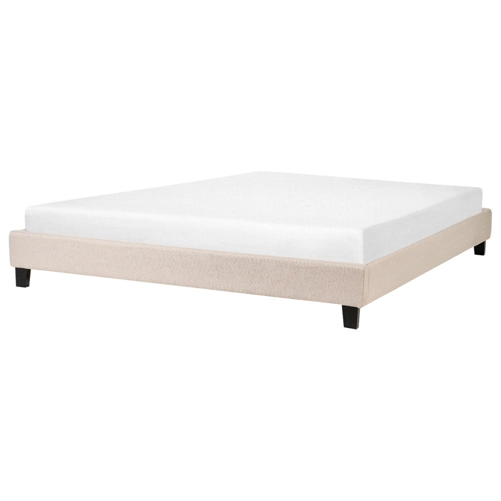 Letto 180 x 200 cm in tessuto beige con rete a doghe senza testiera