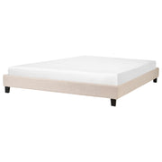 Letto 180 x 200 cm in tessuto beige con rete a doghe senza testiera