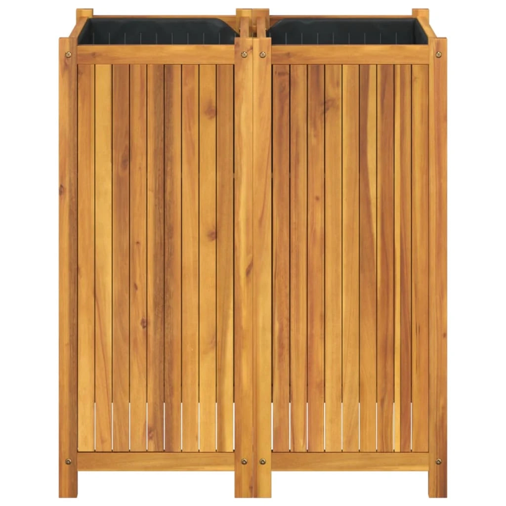 Aiuola rialzata/fioriera con rivestimento 84 x 42 x 100 cm legno massello di acacia marrone 02_0038145