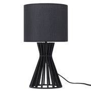 Lampada da Tavolo in Legno Nero e Paralume in Tessuto Contemporanea