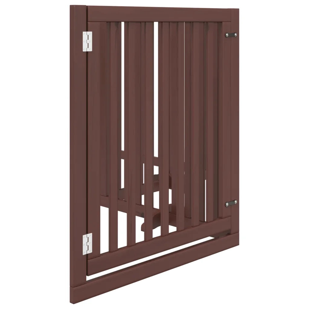Cancello Cani Porta Pieghevole Marrone 4 Pannelli 320cm Pioppo CFW4064991