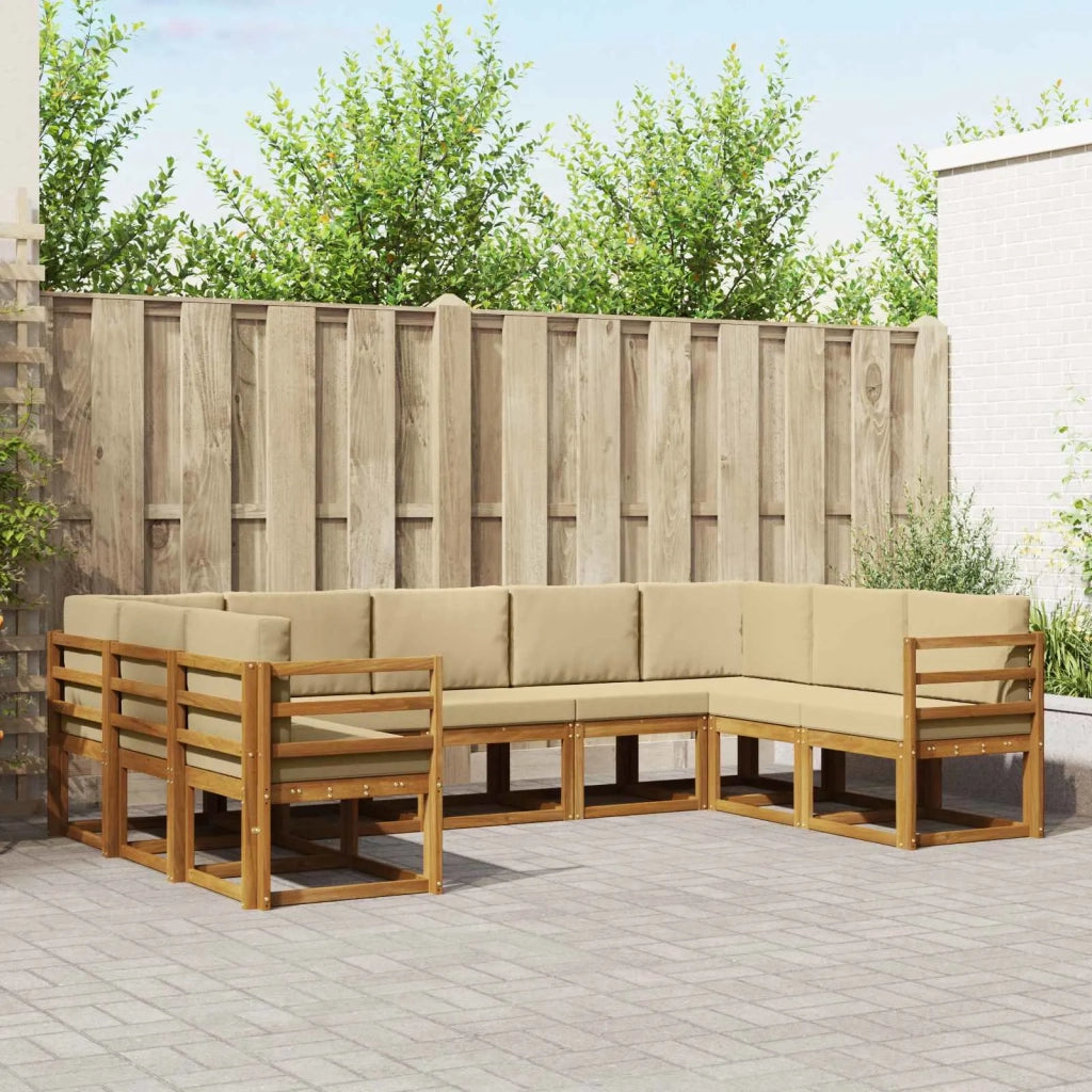Set di divani da esterno con cuscino 9 pcs Naturale e Beige 3366971