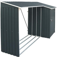 Legnaia da Giardino 272x100x160 cm in Metallo Antracite e Bianco