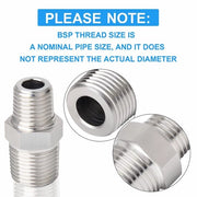 Set di 5 connettori a 5 viti in acciaio inossidabile 304 - Koppeling per tubi - Adattatore 1/2" x 3/8" - Utilizzo industriale - Per acqua/gas/aria