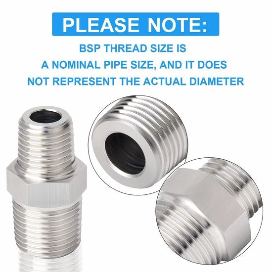 Set di 5 connettori a 5 viti in acciaio inossidabile 304 - Koppeling per tubi - Adattatore 1/2" x 3/8" - Utilizzo industriale - Per acqua/gas/aria