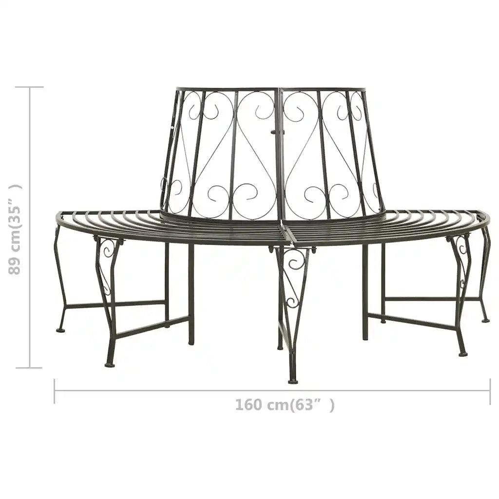 Panca da Giardino | Panchina Semicircolare per Albero 160 cm in Acciaio