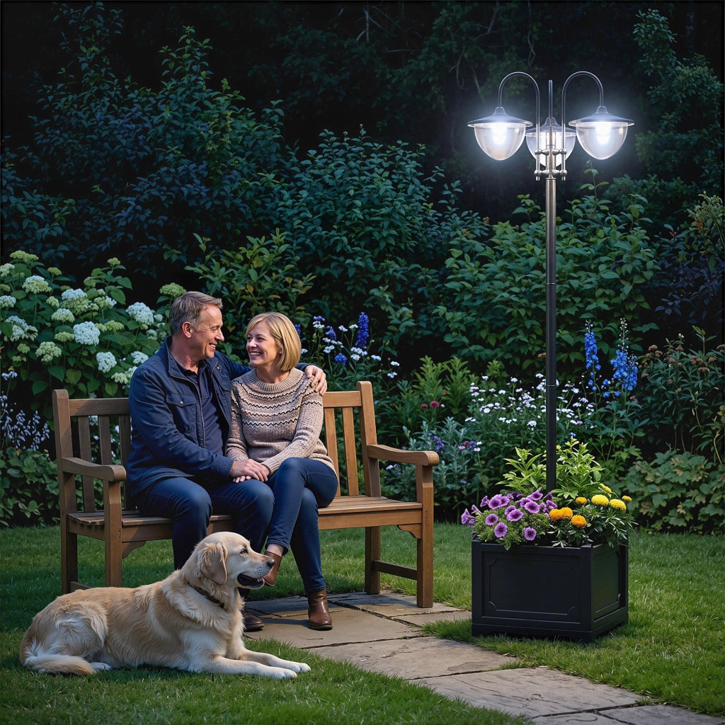 Lampada Solare da Giardino ¨C zephmum ¨C 18 LED 6000K IP44 60x55x189 cm Nero