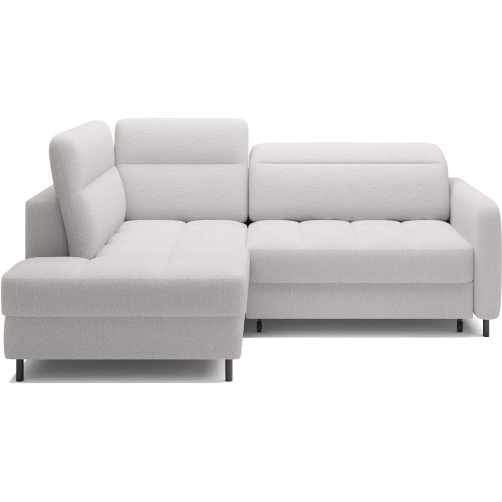 Divano angolare sinistro convertibile BARNEA 208 cm bianco con contenitore
