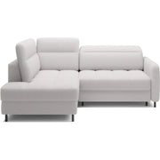 Divano angolare sinistro convertibile BARNEA 208 cm bianco con contenitore