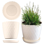 Vaso da fiori in plastica KADAX con supporto, coprivaso, 20 cm, crema, Kadax