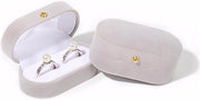 Cassetto Premium a doppie slot con cerniera in seta per anelli di fidanzamento - Scatola per gioielli per compleanno, San Valentino, regalo - Custodia per gioielli da viaggio (Grigio)