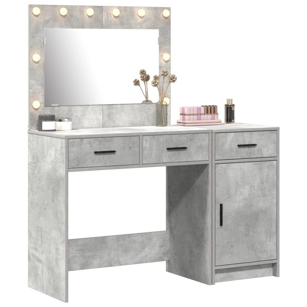 Set da Toeletta a 2 Pezzi con LED Grigio Cemento in Legno Ingegnerizzato
