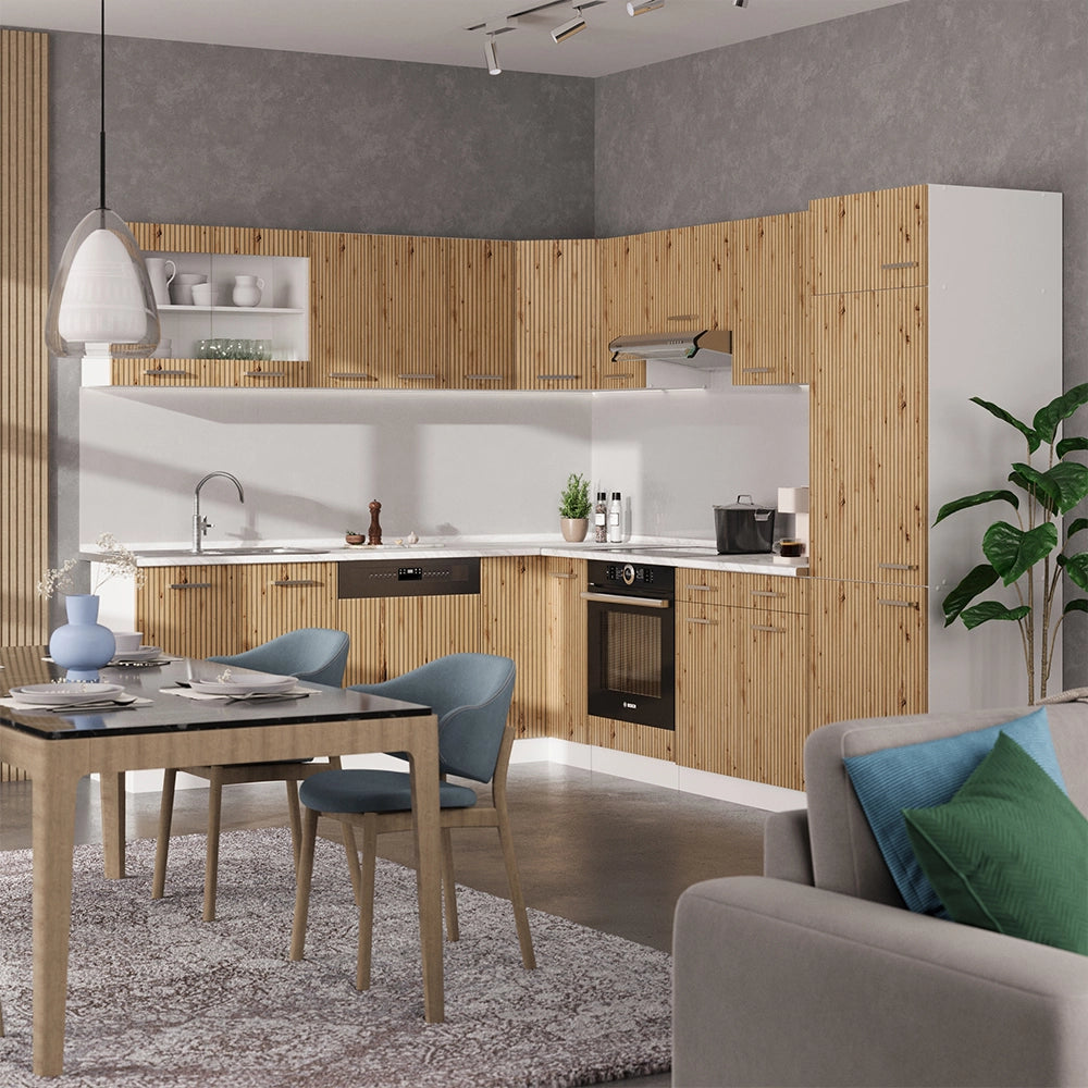 Vicco Cucina angolare completa Rovere artigianale/bianco 227 x 287 cm , PL Antracite