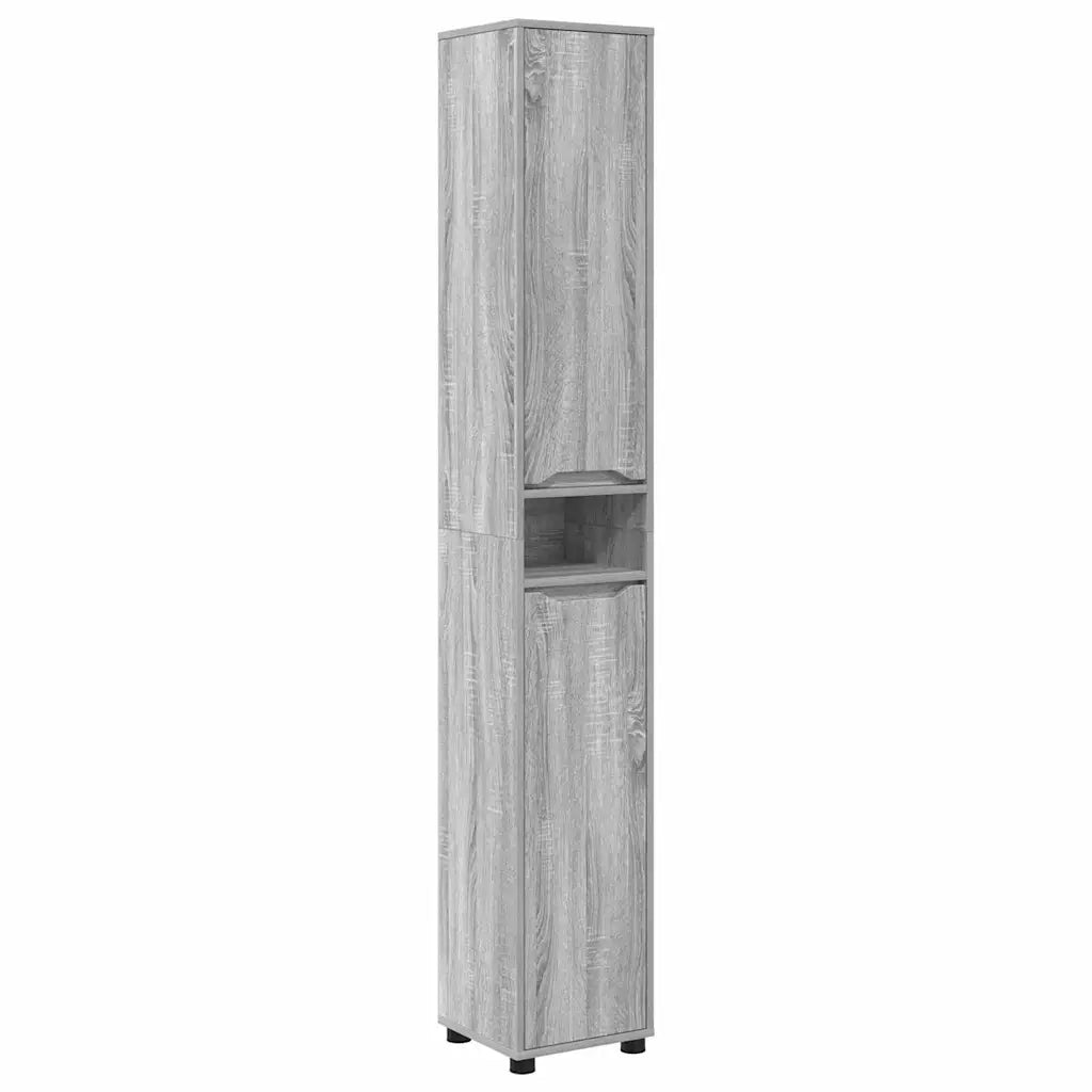 Mobile da Bagno con porta Grigio Sonoma 30,5 x 30 x 195 cm